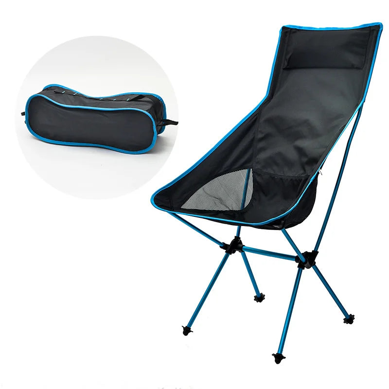 Portable, lightweight and foldable camping chairs, equipped with side pockets for carrying bags, are perfect for hiking, beach