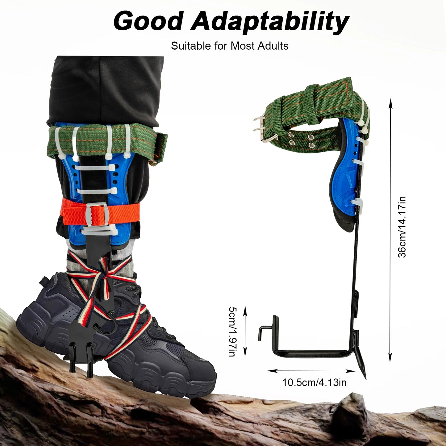 Tree Climbing Spikes Gear for Tree Work-Adjustable Belt Lanyard Rope Rescue Belt 2 Gears,Portable Tree Climbing Kit