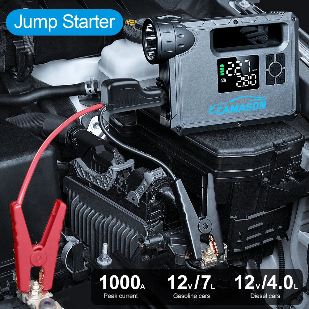 5 in 1 Car Jump Starter with air Compressor 