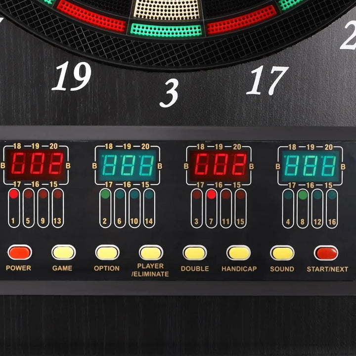 Dartboard Cabinet Set Dart Board Electronic Scoreboard Machine LCD Display for Adults and Family