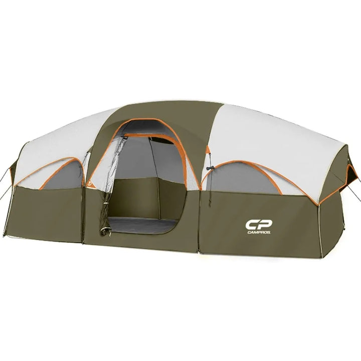 Tent 8 Person Camping Tents, Weather Resistant Family Tent, 5 Large Mesh Windows, Double Layer,Olive