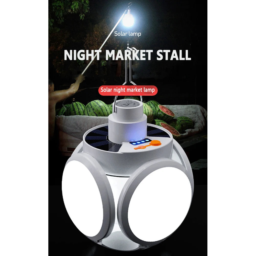 LED Solar Camping Light Bulb Rechargeable Flashlight Night Lamp Camping Supplies 5 Gears Adjustable Portable Lantern