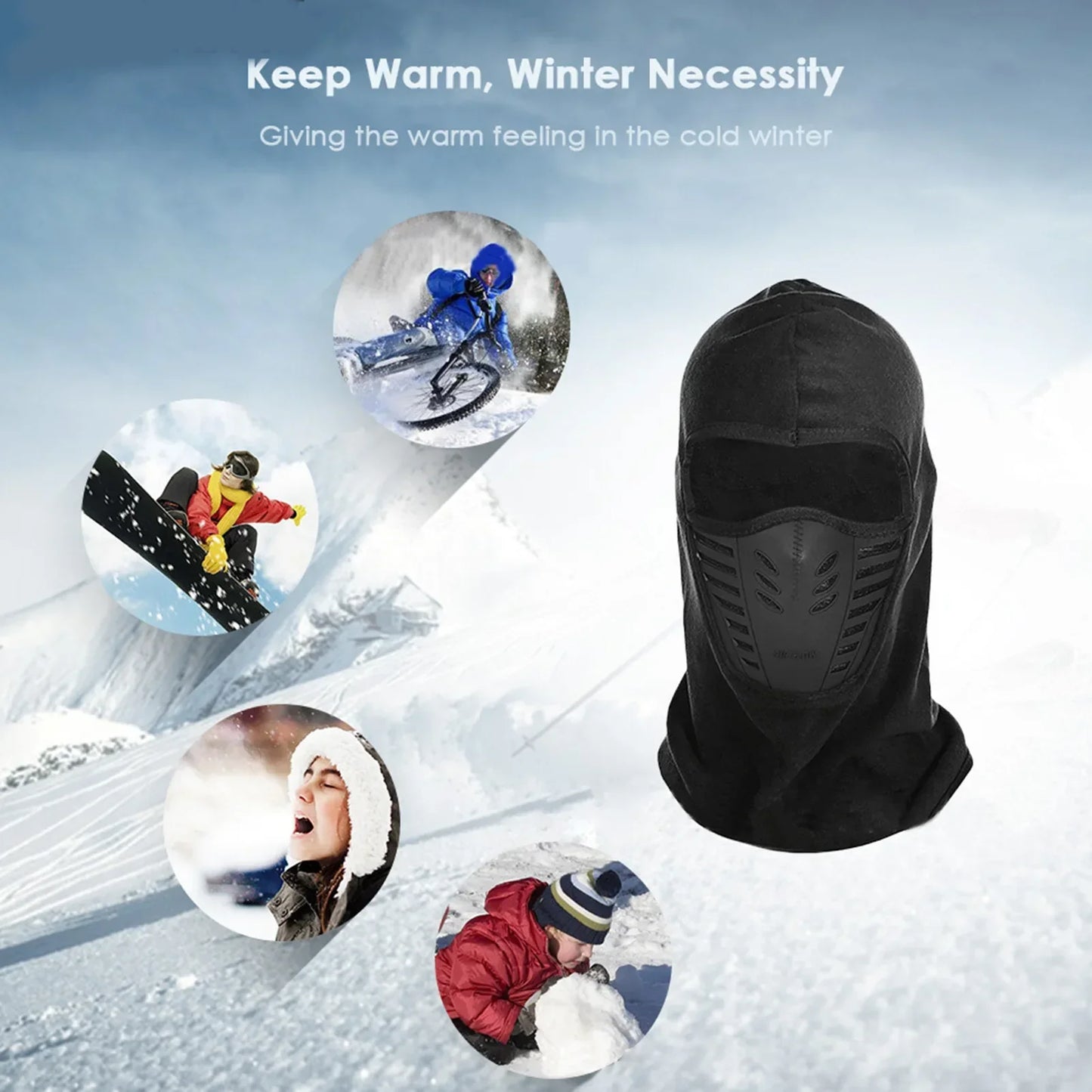 Winter Windproof Dustproof Face Shield Fleece Motorcycle Mask Thermal Neck Full Face Mask Keep Warm Riding Balaclava Biker Ski