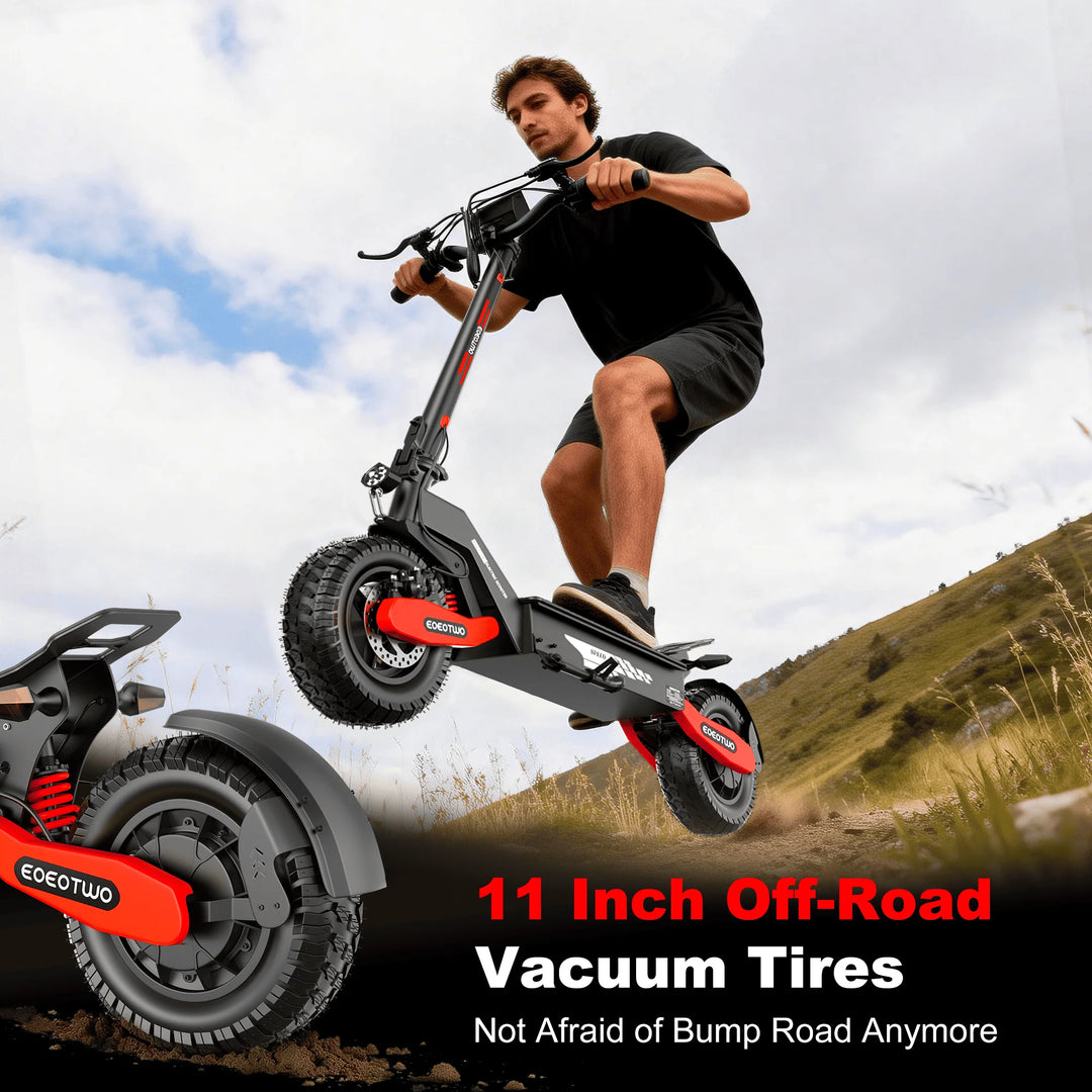 EOEOTWO GT06 Electric Scooter,1200W Motor,40/20Miles Range&30mph,11'' Off Road Tires,Dual Suspension E-Scooter+1 Year Warranty