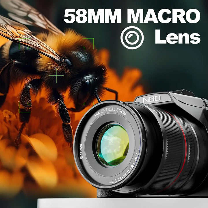 NBD 5K Digital Cameras for Photography 16X Optical Zoom Camera with WiFi & App Control, Vlogging Camera with 180°Flipable Screen