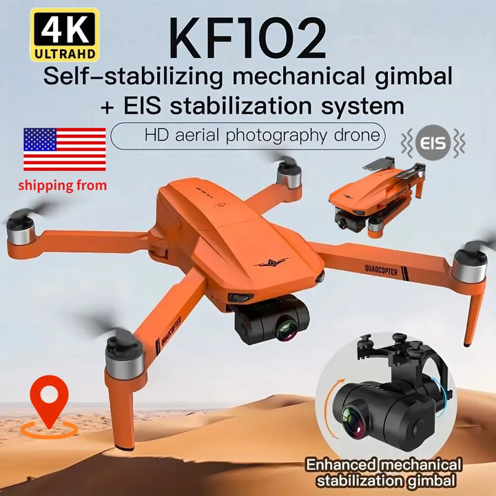 KF102 4K HD GPS Drone with Dual Camera 2-Axis Gimbal Optical Flow WiFi FPV, Foldable Quadcopter Toy for Adults and Kids