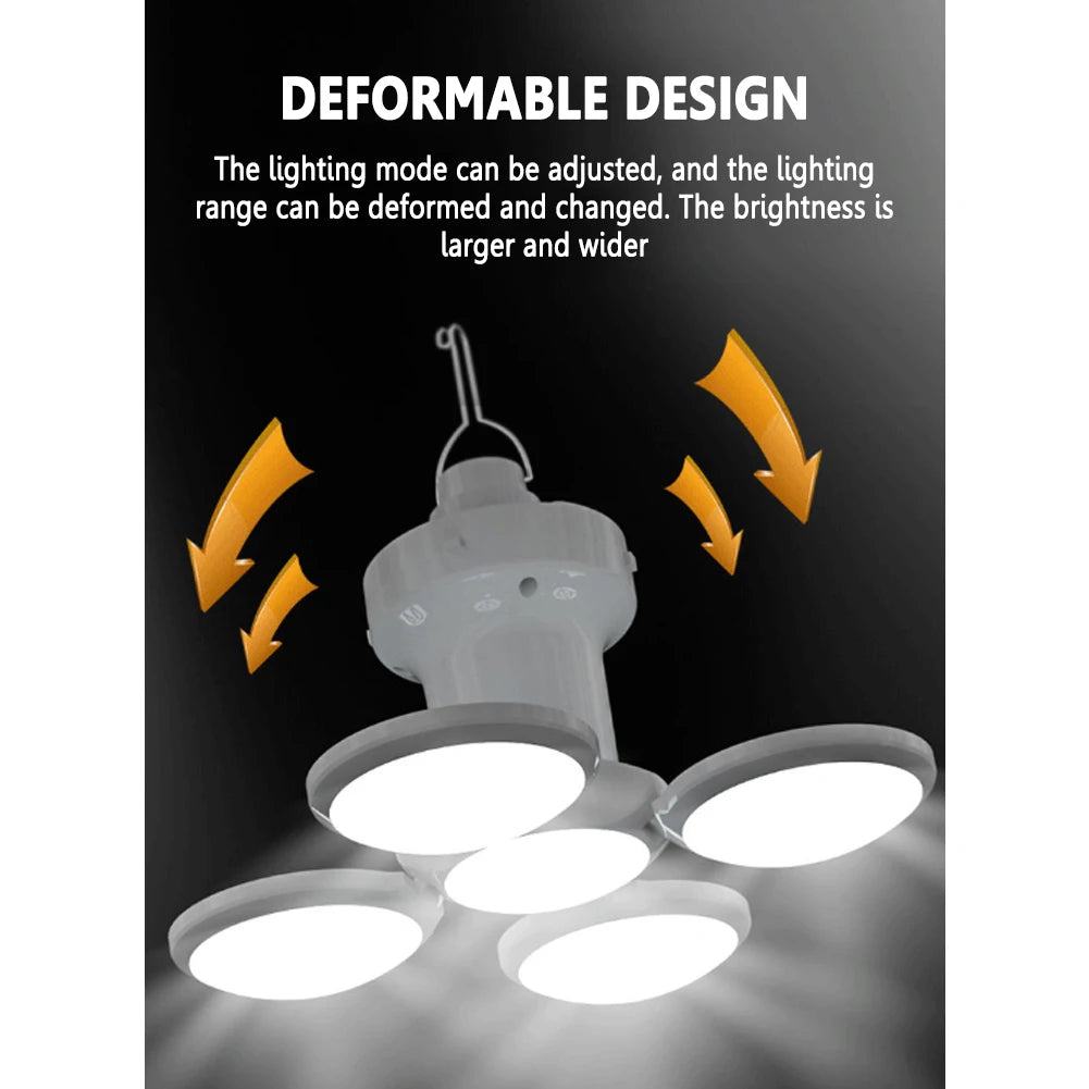 LED Solar Camping Light Bulb Rechargeable Flashlight Night Lamp Camping Supplies 5 Gears Adjustable Portable Lantern