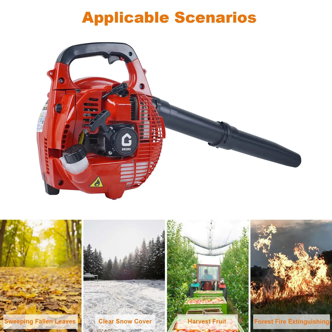 Gas Powered Leaf Blower,2Stroke Gasoline Backpack Grass Blower with Air-Cooled, 880 CFM Air Volume, 320 MPH Speed, Variable Spee