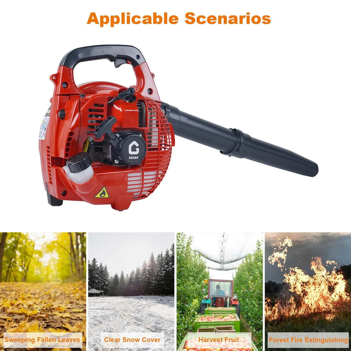 Gas Powered Leaf Blower,2Stroke Gasoline Backpack Grass Blower with Air-Cooled, 880 CFM Air Volume, 320 MPH Speed, Variable Spee