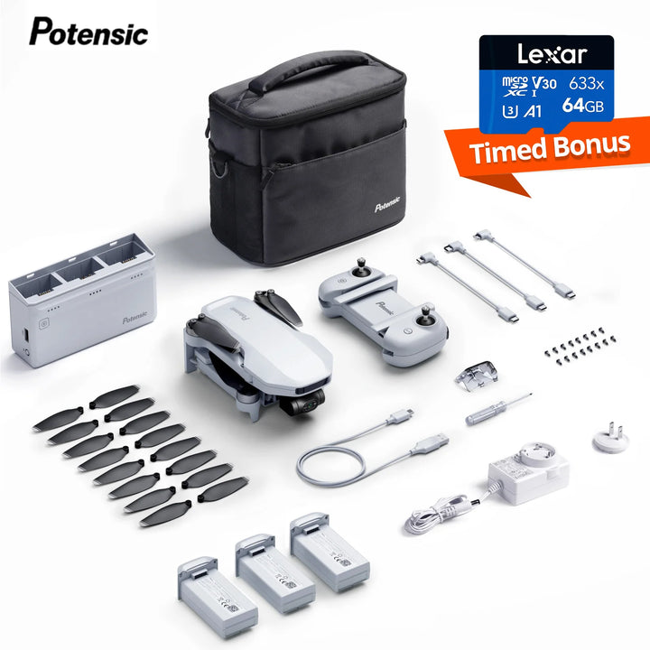 Potensic C0 4K GPS Professional Drone Max 6-KM, 3-Axis Gimbal, Visual Tracking, QuickShot, Under 249g, Return to Home-ATOM