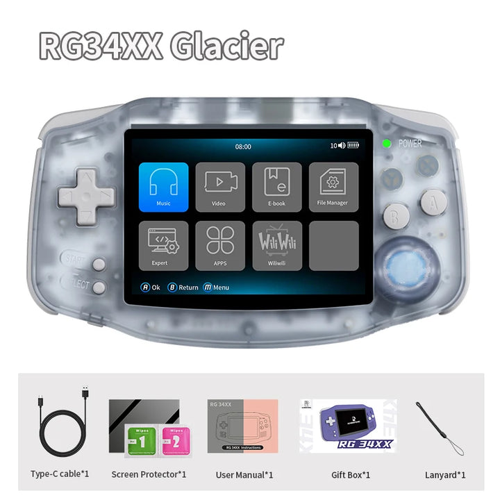 ANBERNIC RG34XX Retro Handheld Game Console 3.4" IPS Screen Linux 64-bit Video Gaming Player Support WiFi Bluetooth HD TV Output