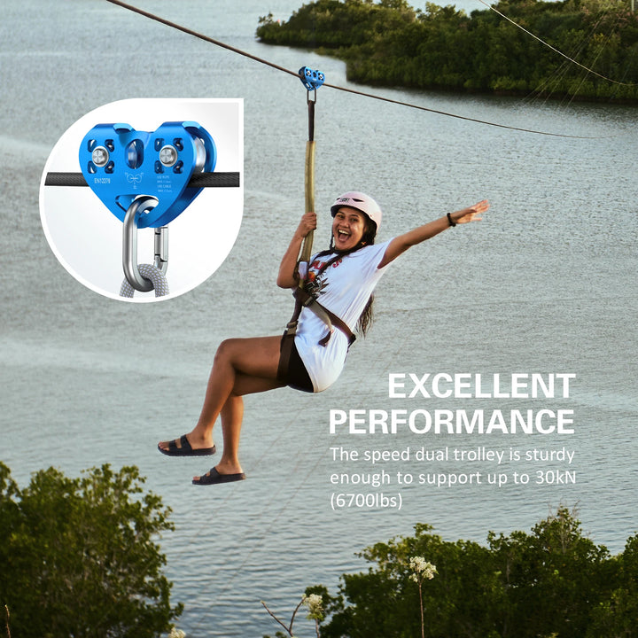Cable Trolley Trolley Lixada 30kN Cable Trolley Pulley with Ball Bearing Climbing Caving Aloft Work  Zipline Cable Trolley