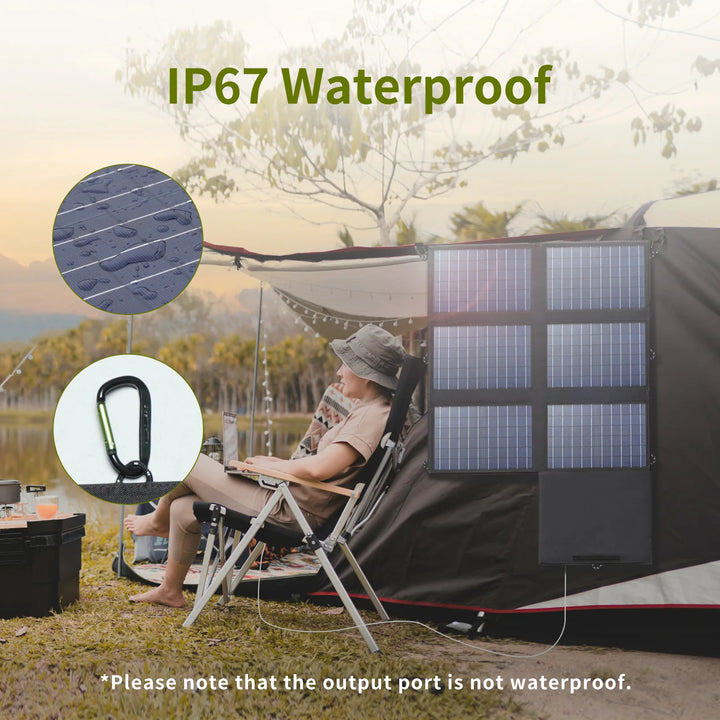 ALLPOWERS Solar Panel 60W Foldable Solar Charger with 18V DC+USB-C 60W+USB-A*2 for Powerstation ,Camping, Laptop, Phone, Riding