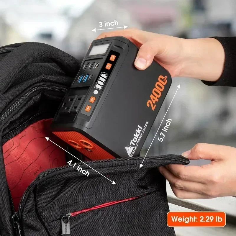 Furniture-Home.Power Station 88Wh, Solar Generator Power Bank with 110V AC DC USB Ports LED Flashlight for Camping Home Emerge