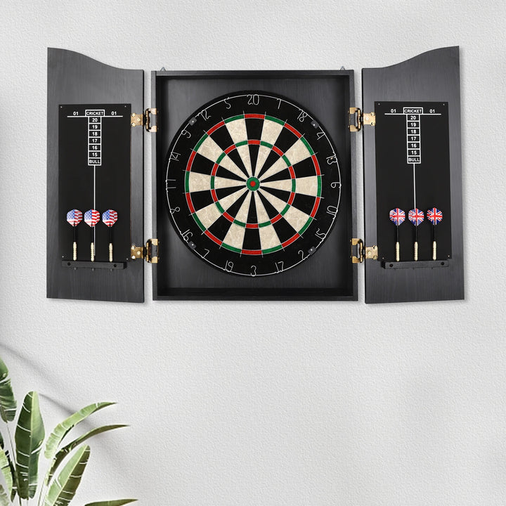 Electronic Dartboard Set with Cabinet & Integrated Scoreboard - Includes 6 Soft-Tip Darts for Family Game Rooms & Home