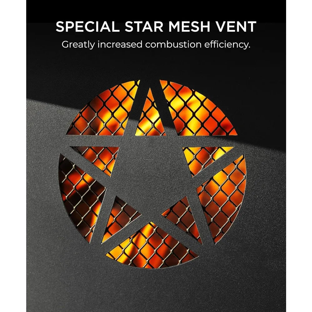 43 Inch Fire Pit with BBQ Grill, Wood Burning Fire Pits for Outside with Lid & Poker, Extra Large Heavy Duty Firepits, BBQ & Out