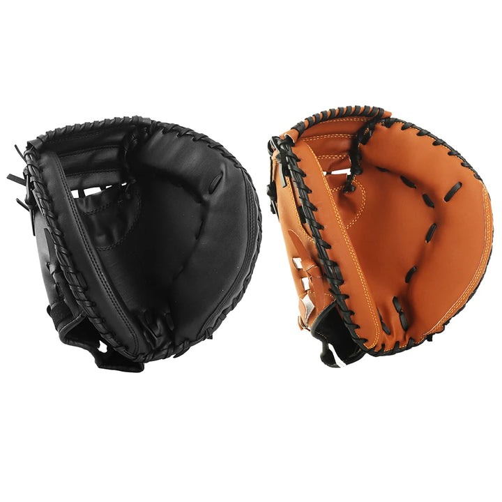 Baseball Softball Catcher PU Leather Baseball Mitt Thicken Beginner Play Training Wear-resistant Catcher Mitt for Outdoor Sports