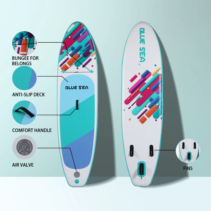 Stand Up Paddle Board 9.9ft x 30in Stable & Lightweight Inflatable SUP for Adults with Full Accessories: Pump, Paddle, and Bag.