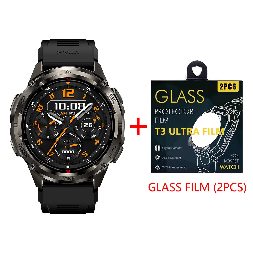 KOSPET TANK T3 Ultra 2 GPS Smart Watch For Men Smartwatch Compass Altimeter Barometric 5ATM IP69K Waterproof AMOLED Mens Watches