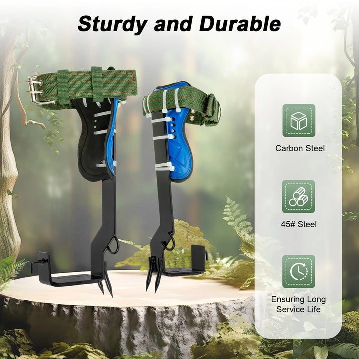 Tree Climbing Spikes Gear for Tree Work-Adjustable Belt Lanyard Rope Rescue Belt 2 Gears,Portable Tree Climbing Kit