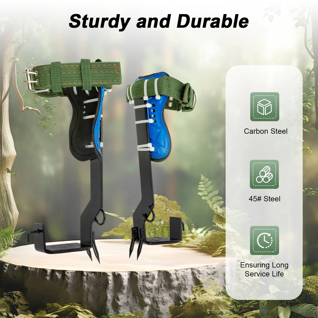 Tree Climbing Spikes Gear for Tree Work-Adjustable Belt Lanyard Rope Rescue Belt 2 Gears,Portable Tree Climbing Kit