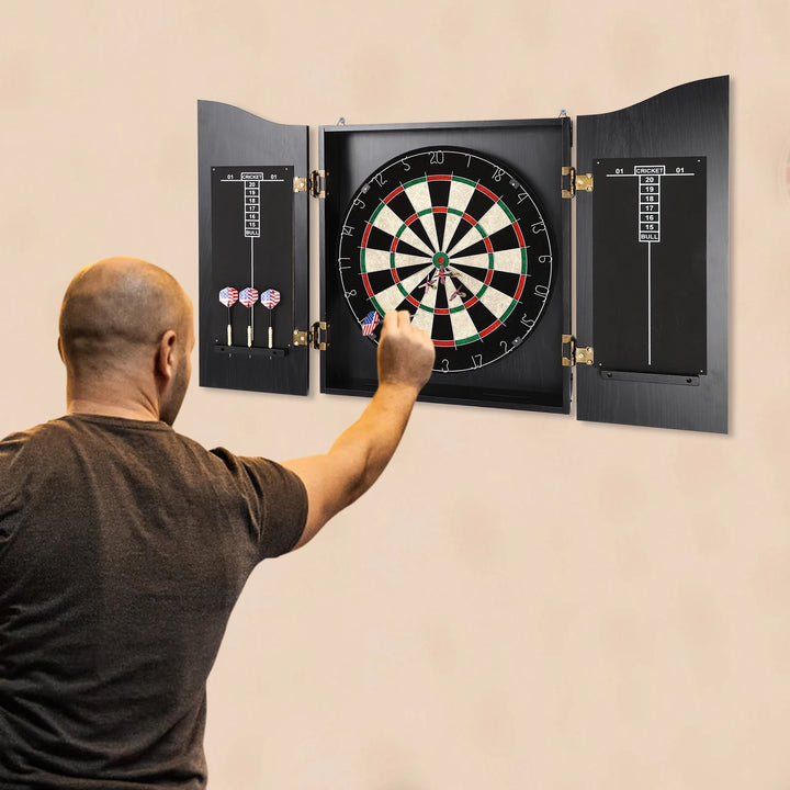 Electronic Dartboard Set with Cabinet & Integrated Scoreboard - Includes 6 Soft-Tip Darts for Family Game Rooms & Home