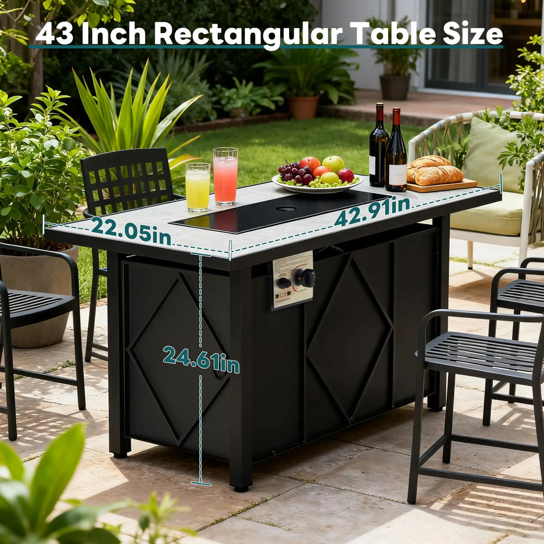 JHK 43 Inch Outdoor Propane Fire Pit Table 50,000 BTU Fire Pit for Outside Patio Garden Backyard Deck Balcony CSA Certification