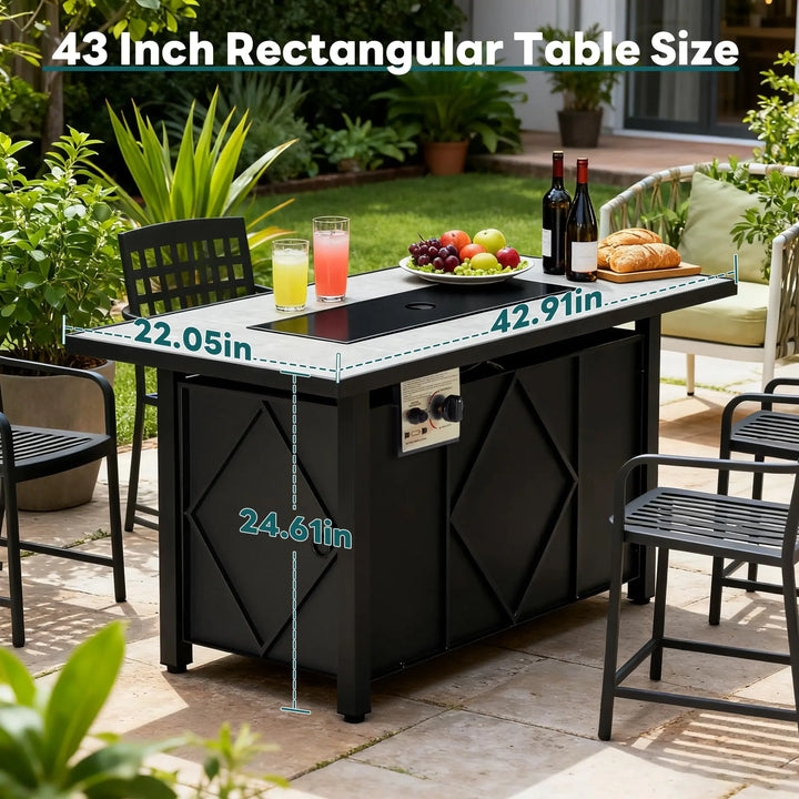 JHK 43 Inch Outdoor Propane Fire Pit Table 50,000 BTU Fire Pit for Outside Patio Garden Backyard Deck Balcony CSA Certification