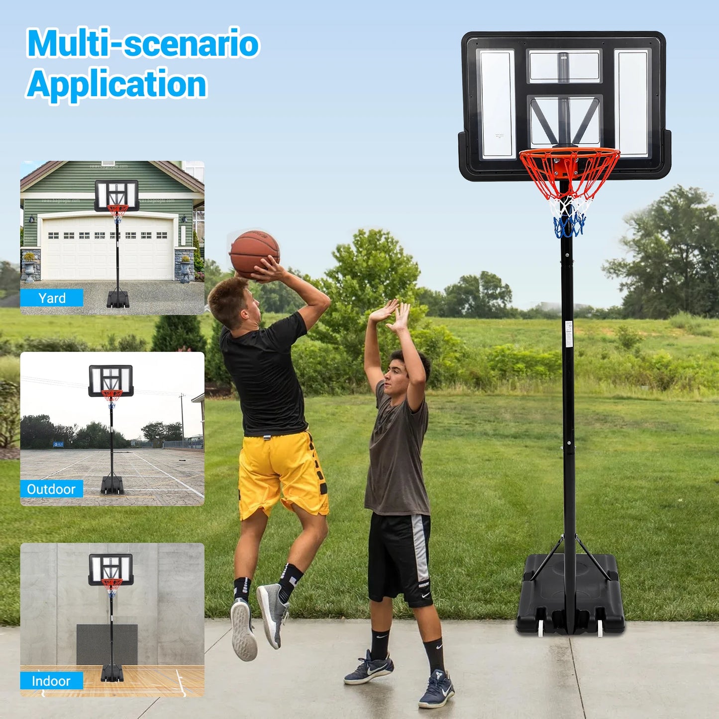 Basketball Hoop Outdoor 5.2ft-10ft Adjustable For Kids Youth Adults Portable Basketball Hoop Goal System in Backyard/Driveway