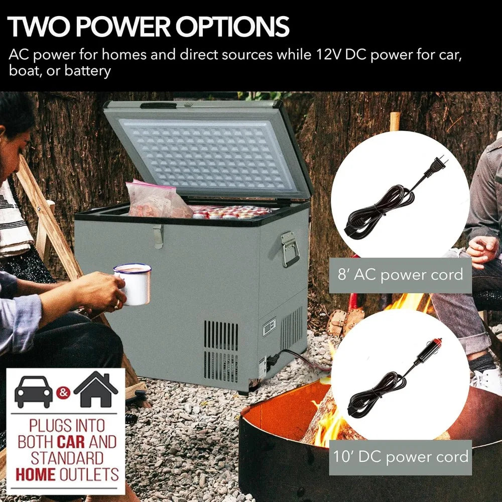 FM-65G 65 Quart Portable Refrigerator and Deep, AC 110V/ DC 12V, Real Chest Freezer for Car, Home, Camping, and RV with-8°F to