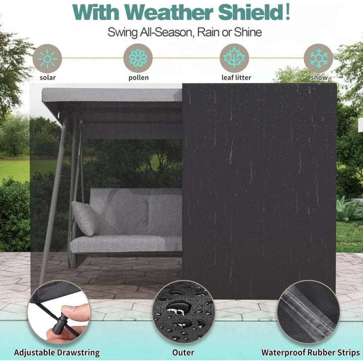 2026 New：3 to 4 Person Outdoor Patio Swing with Canopy 2-in-1 Swing Bed Adjustable Backrest 800 lbs Capacity Porch Swing with St