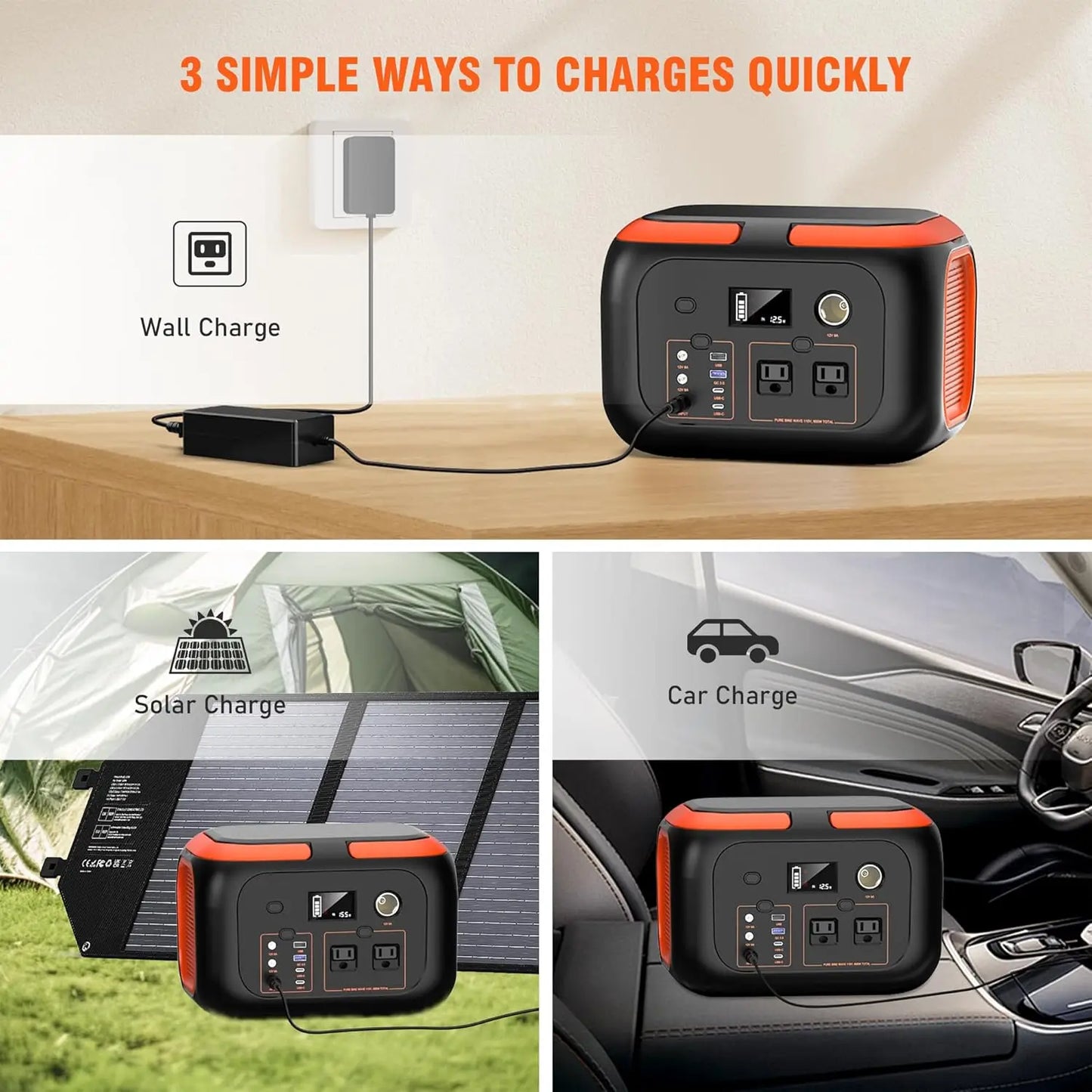 600W/300W/200W/120W Portable Power Station,110V AC Outlets Solar Generator Storage Energy Power Bank For Camping Travel RV Home