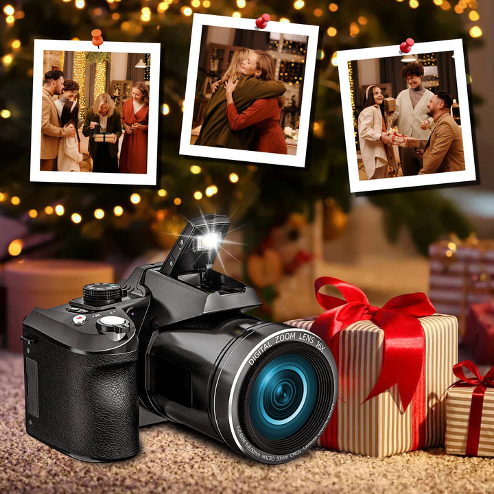 NBD S205E 64MP Professional Digital Camera for Photography 4K Vlogging Camera with 3’’ Flip Screen 16X Digital Zoom 32GB TF Card