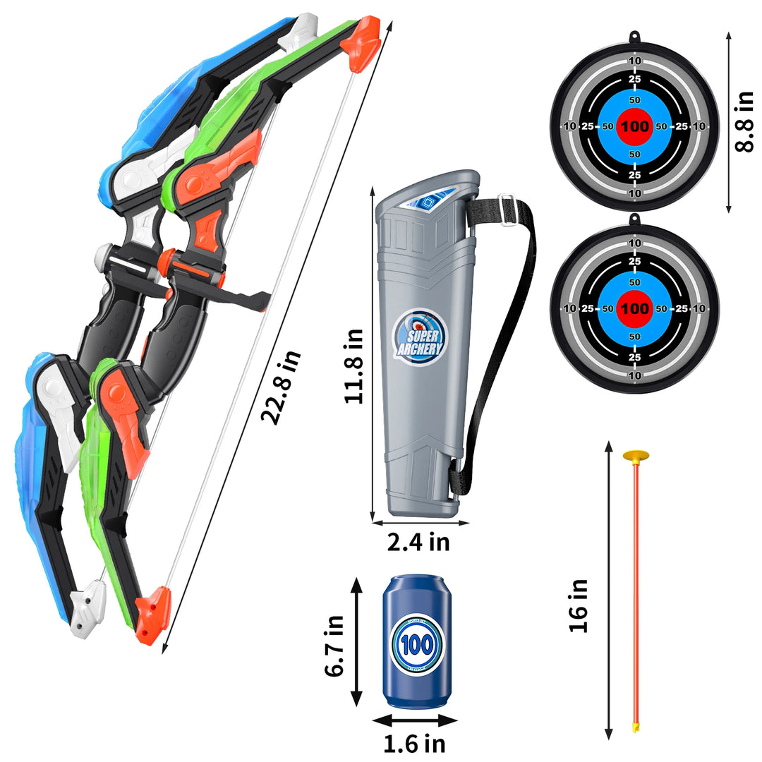 Bow and Arrow Toys with Light-up LED for Kid Age 3+, Archery and Target Set, Indoor & Outdoor Sports Games