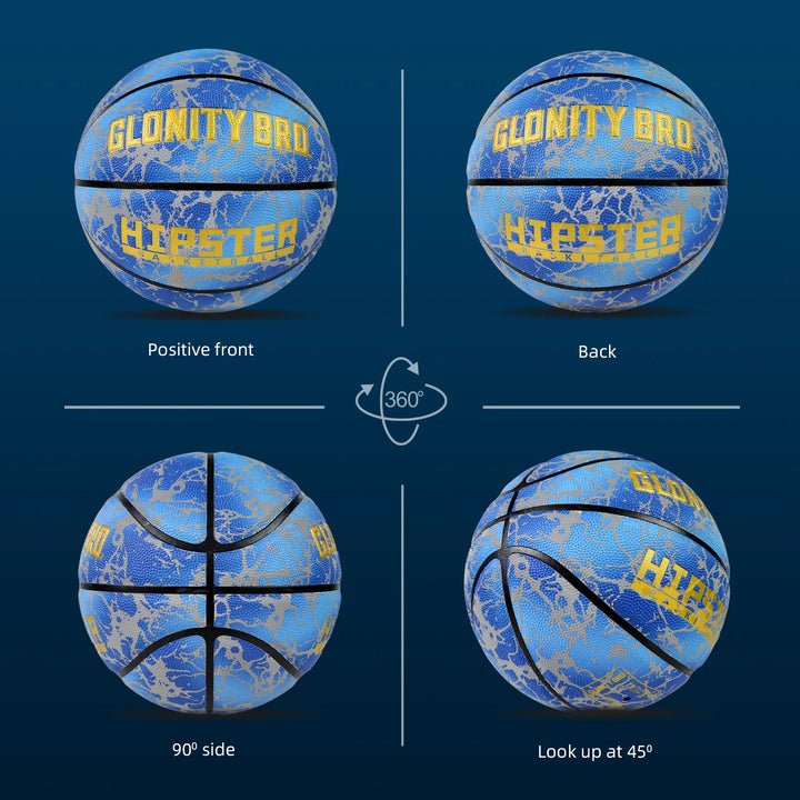 Glowing Basketball Leather Luminous Wear-Resistant Ball Size 5/6/7-27.5/28.5/29.5'' For Youth,In&Outdoor Basketball Night Game
