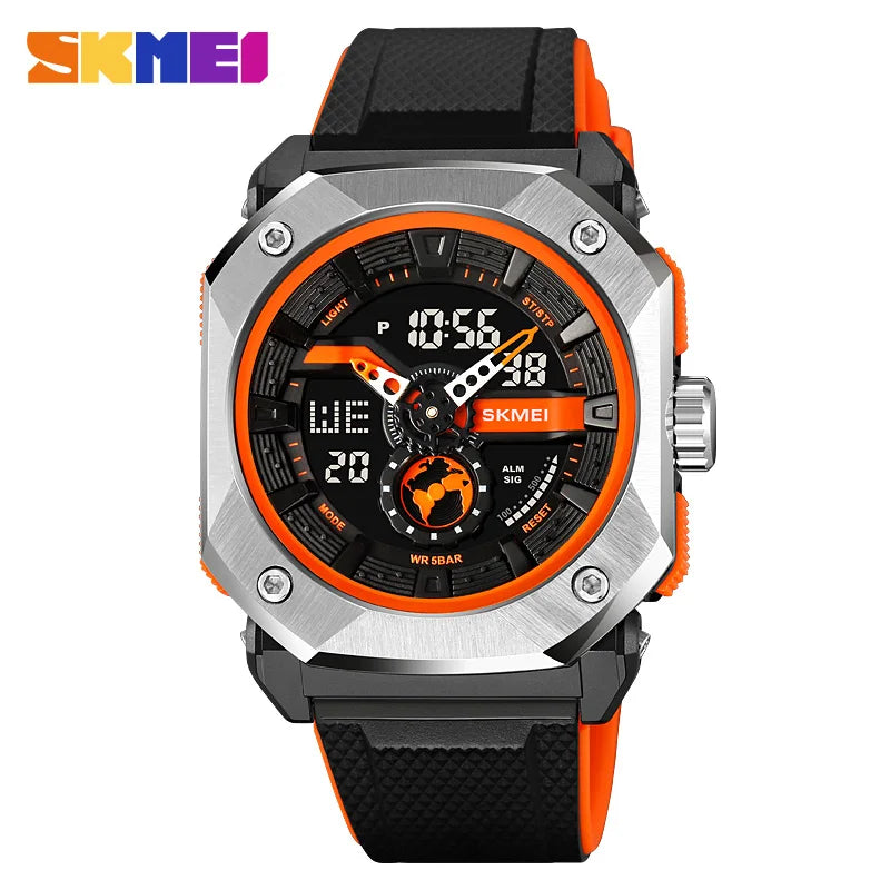 SKMEI 3 Time LED Light Digital Sport Mens Watch Multifunctional Countdown Wristwatches 5Bar Waterproof Date Alarm reloj hombre