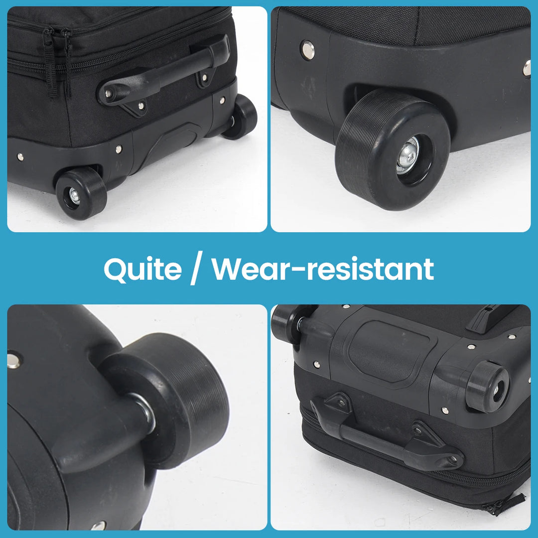 Pink/Black Skiing Bag with Rolling Wheel Padded Polyester Waterproof Portable Board Bag 3 Separation Storage Winter Snow Travels