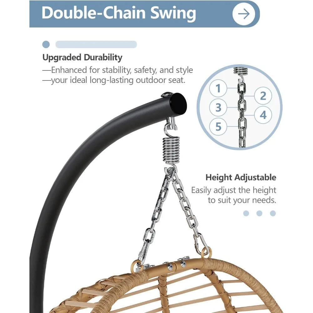 Egg Swing Chair With Stand Outdoor Patio Hanging Cushion