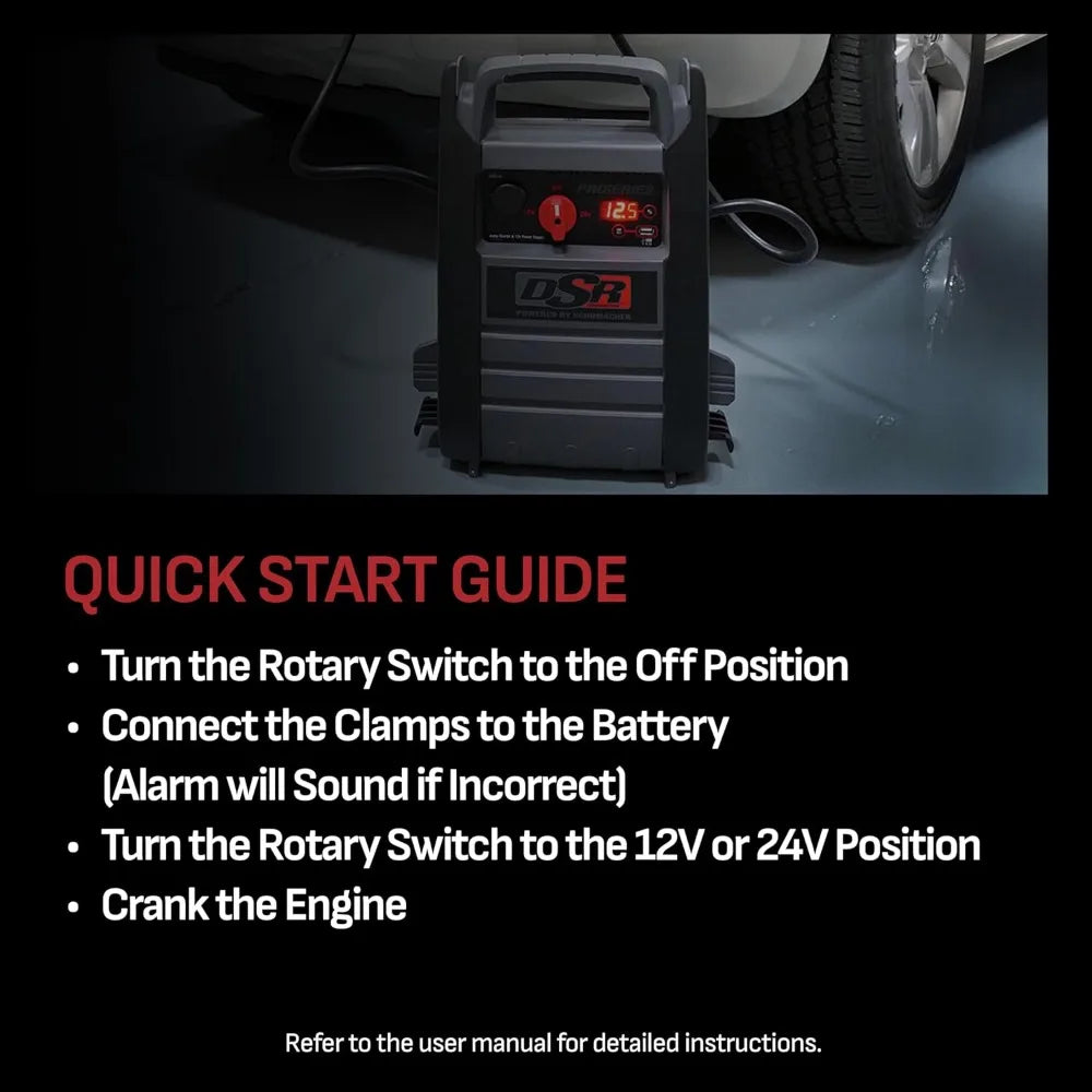 Schumacher Electric DSR ProSeries Car Battery Jump Starter - 4400 Peak Amp 12V/24V Car Starter, Jump Box & Portable Power Statio