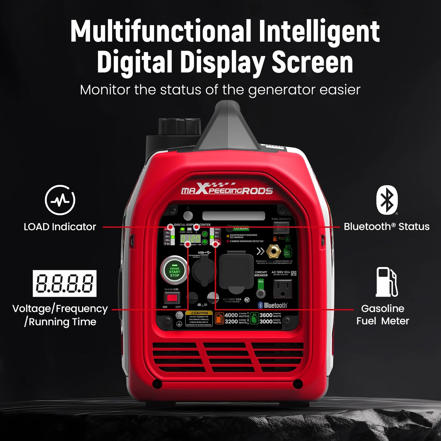 4KW Portable Dual Fuel Generator Inverter LPG/Gas Bluetooth E-Start 58dB Portable Power Generator