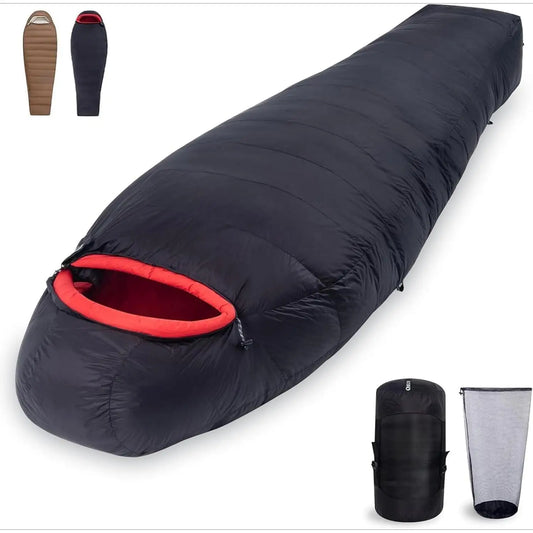 Degree Sleeping Bag for Adults - 660 Fill Power Down Bag for Cold Weather -20F / -8F / 0F / 10F Large Lightweight