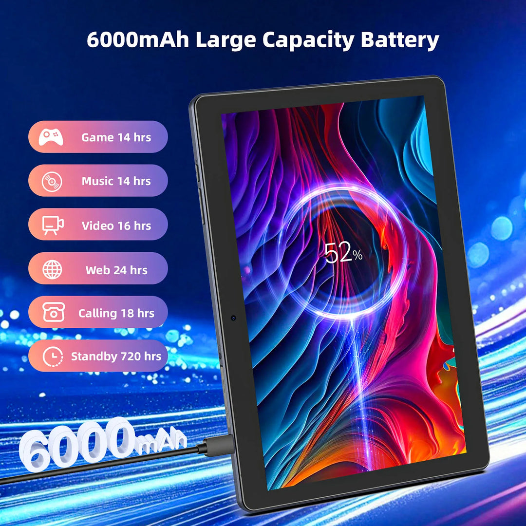 BAKEN 10.1-inch Android13 tablet, 4(2+2)GB+64GB, quad-core processor, dual cameras, wifi, Bluetooth, 2-in-1 tablet