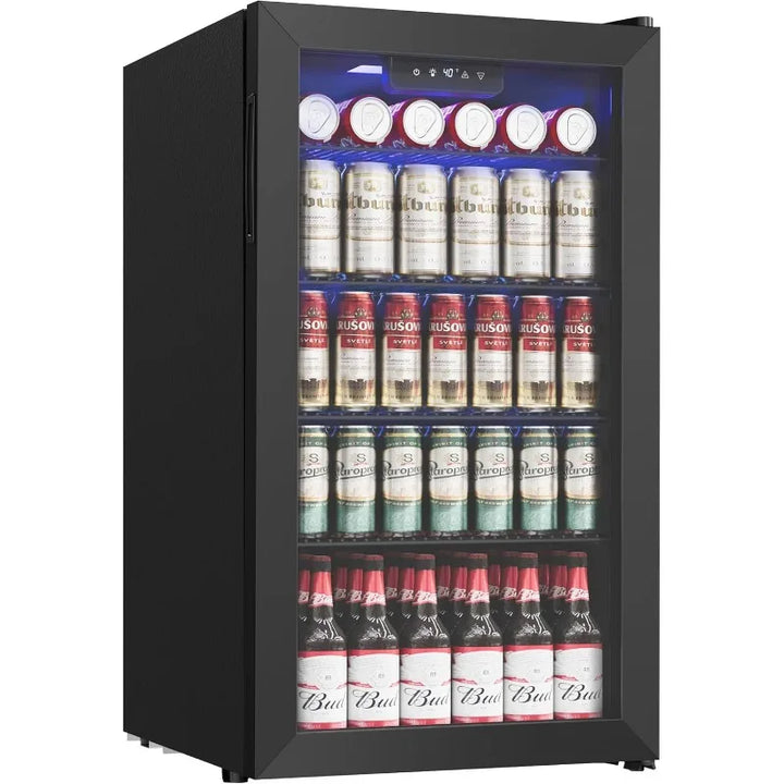 Beverage Refrigerator Cooler - 126 Can Mini Fridge with Glass Door for Soda Beer, Wine, Beverage Cooler for Home, Office