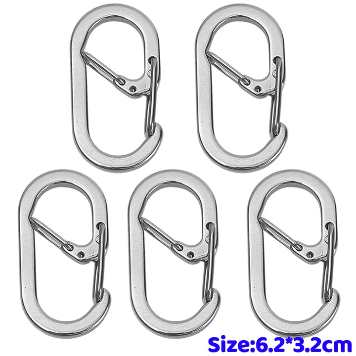 Stainless Steel G Hook Carabiner Keychain Tactical Backpack Molle Clip Outdoor Camping Hiking Gear EDC Tool Quick Release Clasps