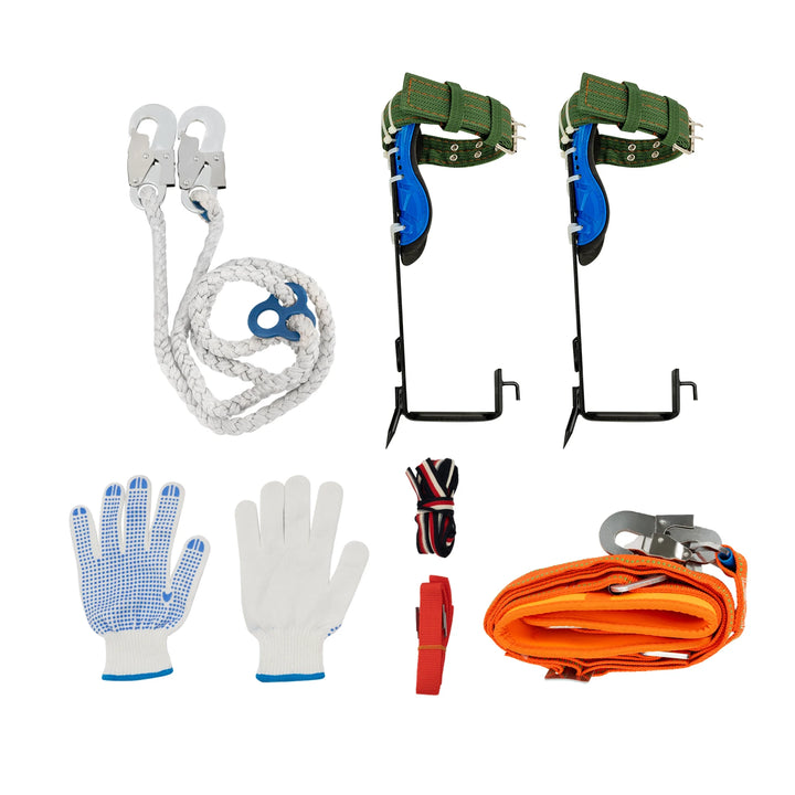 Tree Climbing Spikes Gear for Tree Work-Adjustable Belt Lanyard Rope Rescue Belt 2 Gears,Portable Tree Climbing Kit