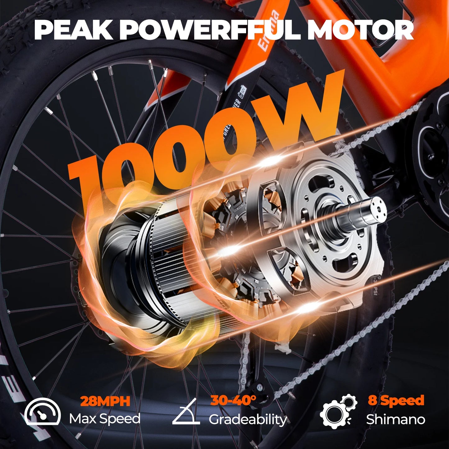 750W off-road electric bicycle 52V 17Ah 26 inch 4.0 fat tire with USB port and Bluetooth APP LCD screen 9-speed