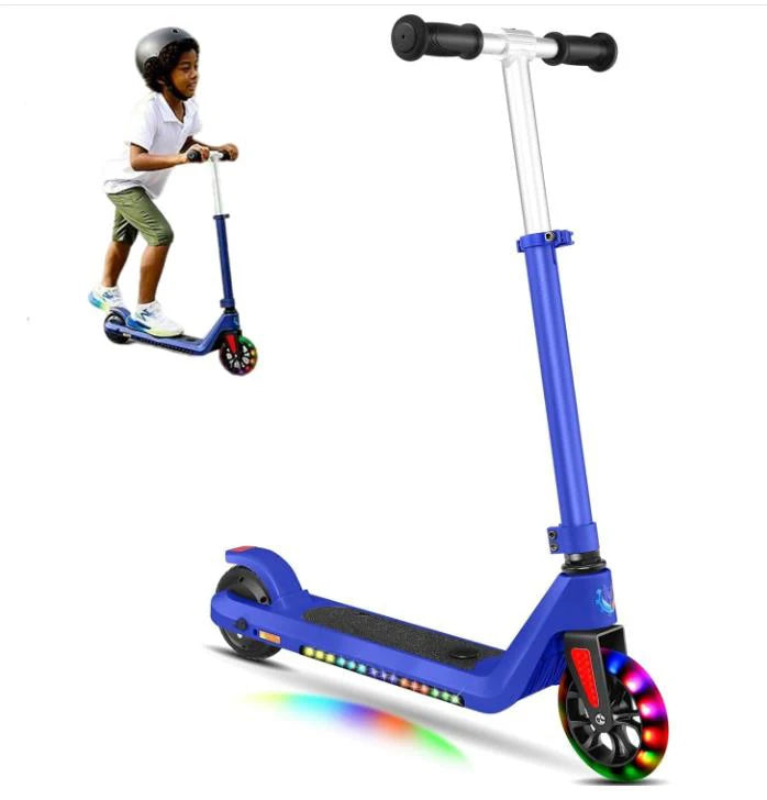 CAROMA Electric Scooter for Kids Ages 6-14,120W Motor,Colorful Light,Adjustable Height&Speed,Foldable scooter,UL 1 Year Warranty