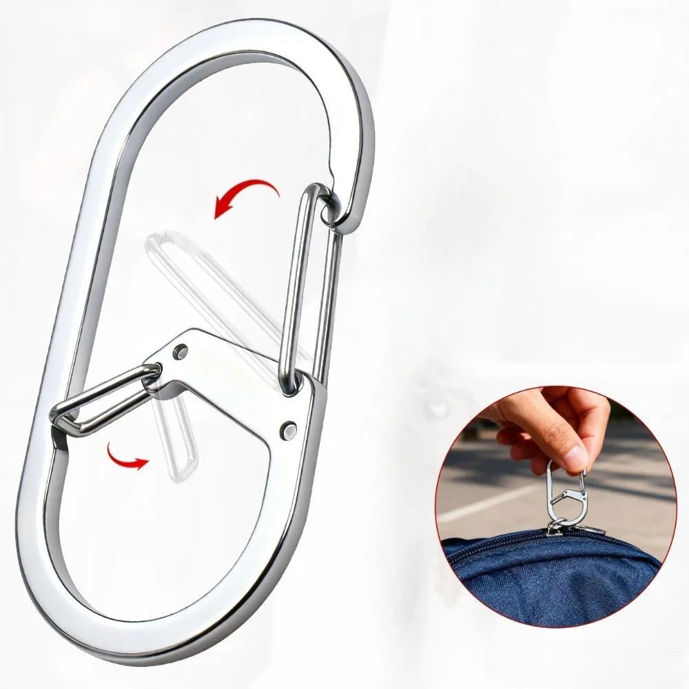 Stainless Steel G Hook Carabiner Keychain Tactical Backpack Molle Clip Outdoor Camping Hiking Gear EDC Tool Quick Release Clasps