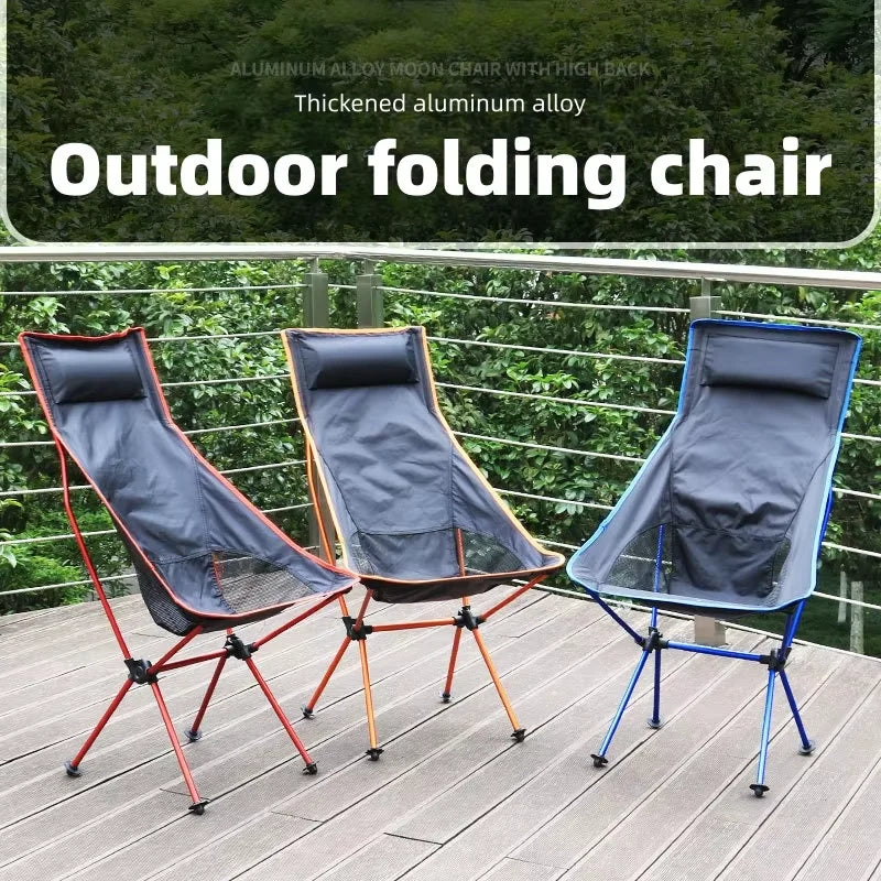 Portable, lightweight and foldable camping chairs, equipped with side pockets for carrying bags, are perfect for hiking, beach