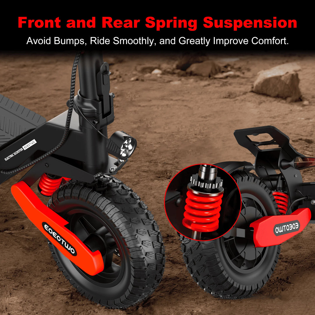 EOEOTWO GT06 Electric Scooter,1200W Motor,40/20Miles Range&30mph,11'' Off Road Tires,Dual Suspension E-Scooter+1 Year Warranty